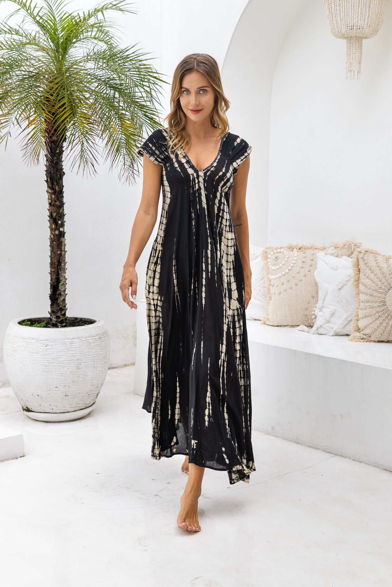 black tie dye dress Maxi Resort short sleeves Black Sweetheart Mermaid Prom Shoe size:43 GL-04.09.24