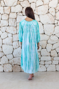 Womens tie dye oversize dress in ink black featuring tie detail, side pockets and long sleeves