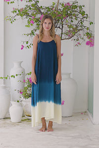 Womens Madison Maxi Dress in khaki ombré finish, in soft lightweight rayon, with pockets and adjustable straps.