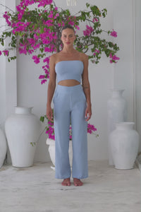 Womens super soft, 100% cotton fully elasticated Tube Top in Baby Blue