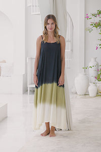 Womens Madison Maxi Dress in black ombré finish, in soft lightweight rayon, with pockets and adjustable straps.