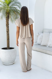 Womens gypsy style top in beige is perfect to coordinate with our trousers and shorts