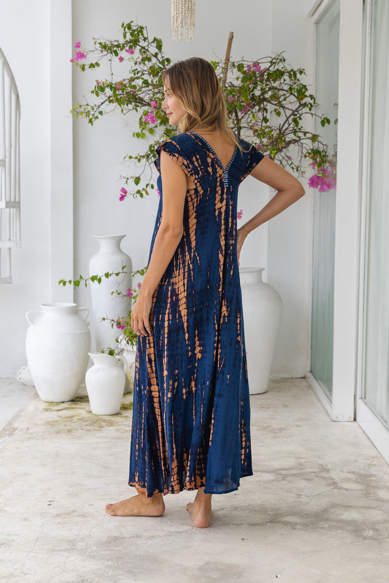 womens tie dye maxi dress Resort Size:21