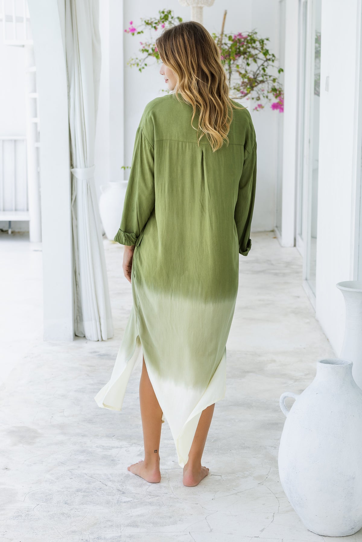 Vestido camisero largo Lisy Ombré Caqui