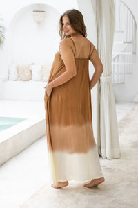 Womens Madison Maxi Dress in copper ombré finish, in soft lightweight rayon, with pockets and adjustable straps. Plus size fit.