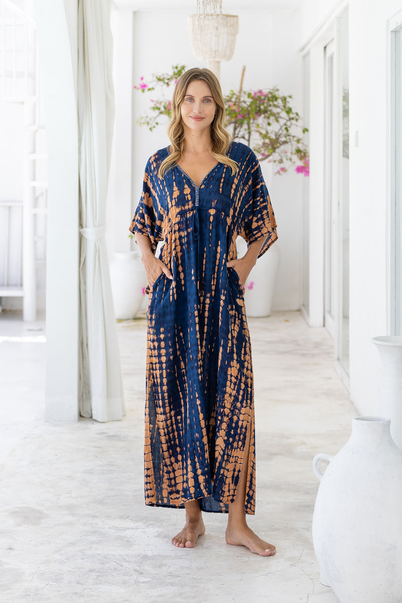 womens tie dye maxi dress PAbatik A coastal dress code This color combination is Apparel Color:White